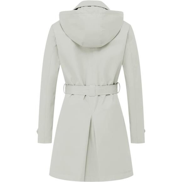 Women's Trench Coat Double-Breasted Classic Lapel Overcoat Belted - Picture 2 of 6